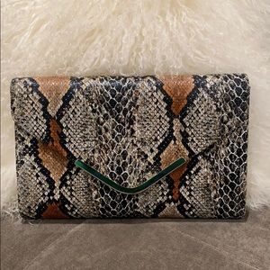 Faux Snakeskin Clutch